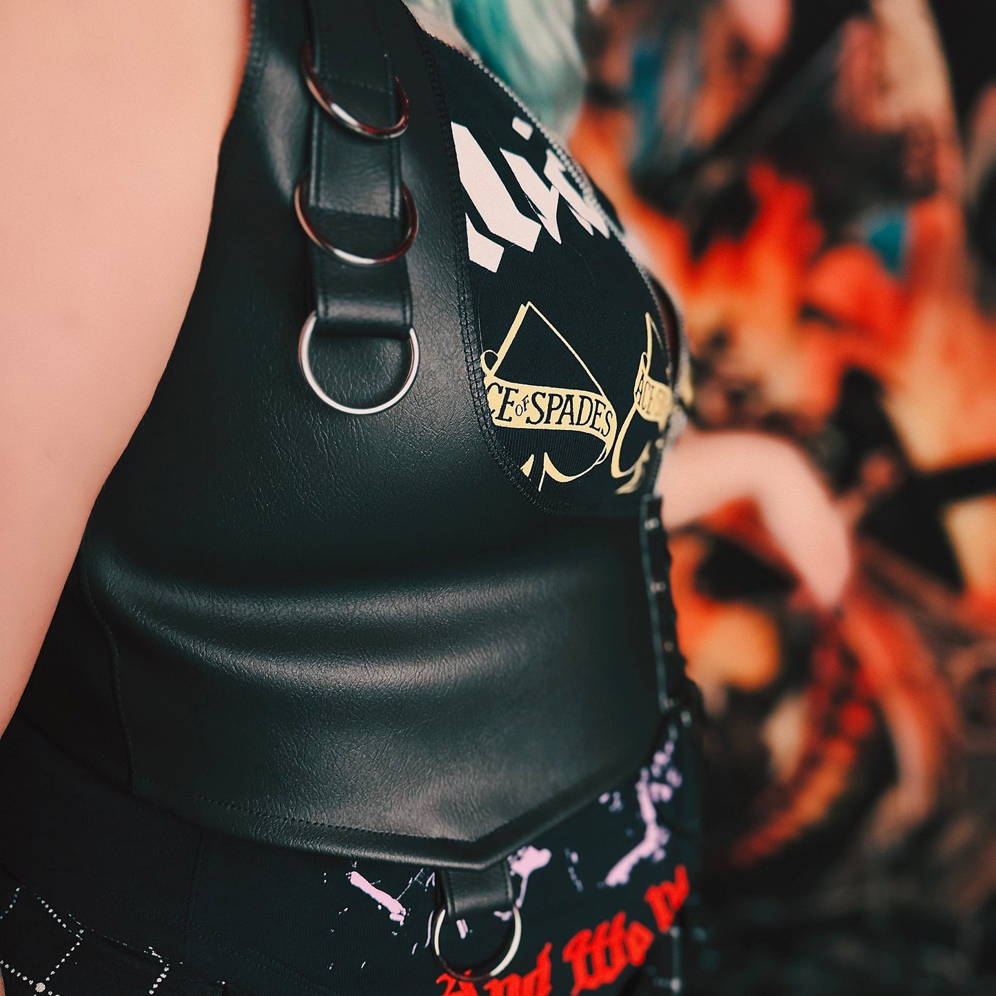 Black Faux Leather Corset Vest Size 16