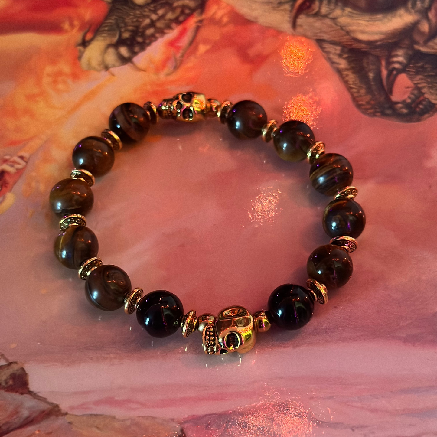 Treasure Chest Skull Beaded Bracelet 17cm