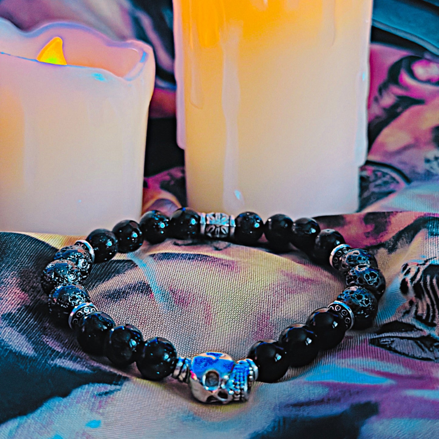 Kissing The Shadows Skull Beaded Bracelet 17cm