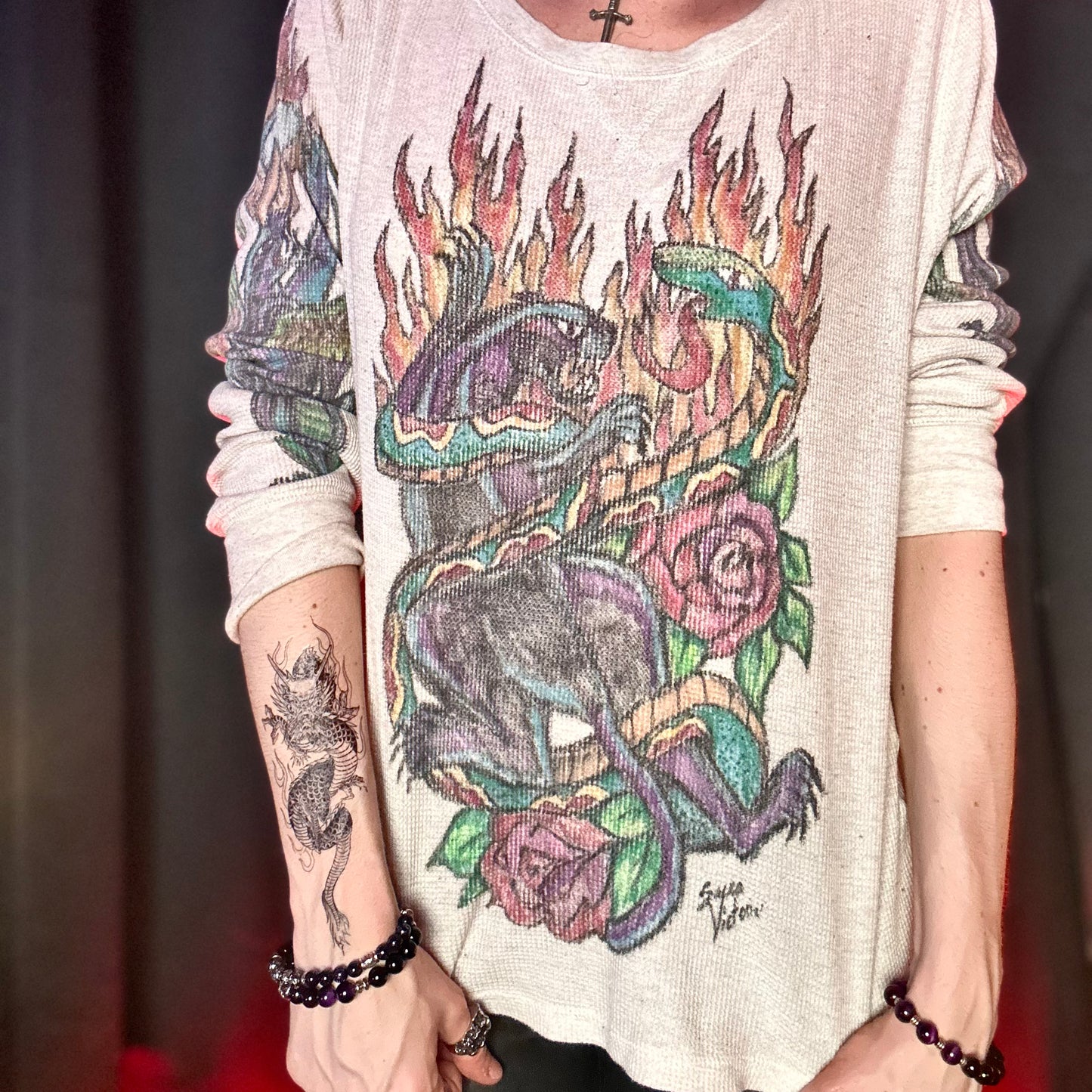 Tattooed Thermal Long Sleeve Shirt