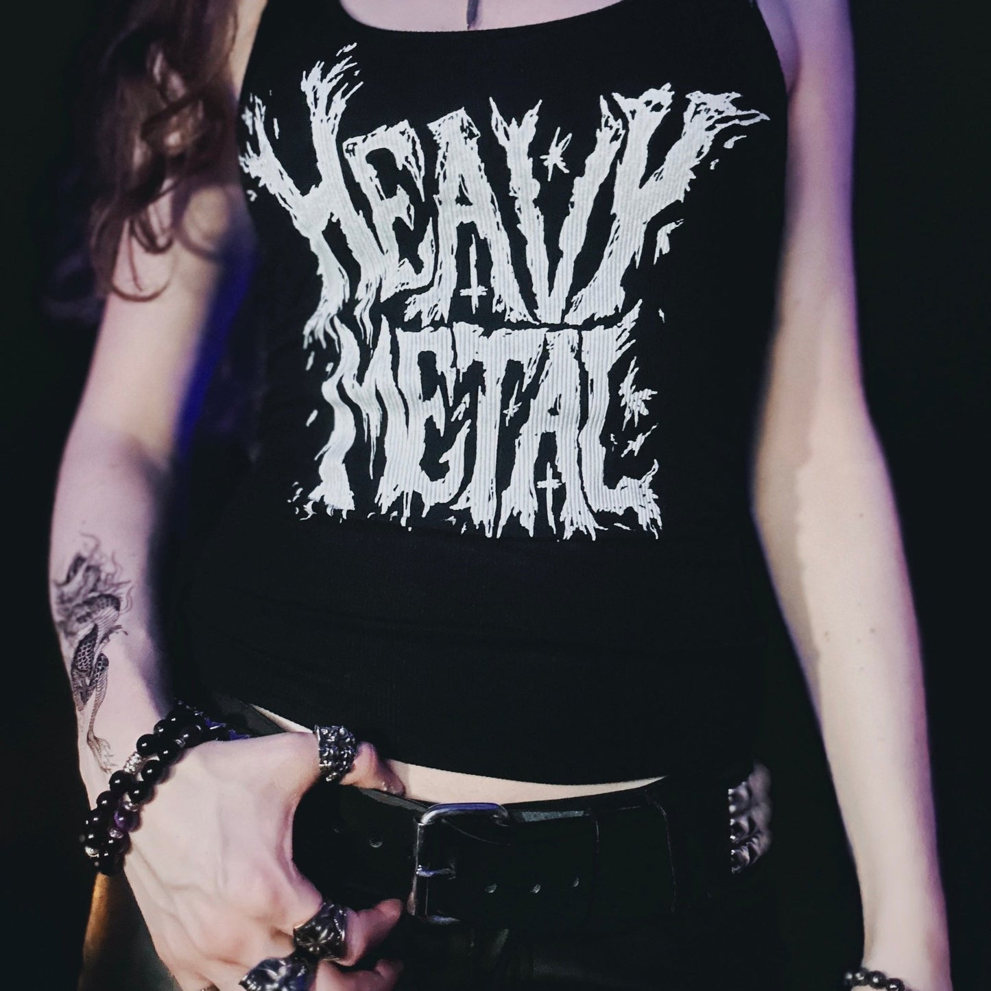 Heavy Metal Black/White Ribbed Custom Tank Top