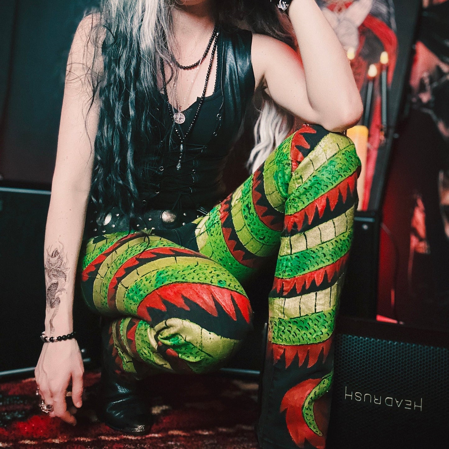 Hand Painted Dragon Jean Pants