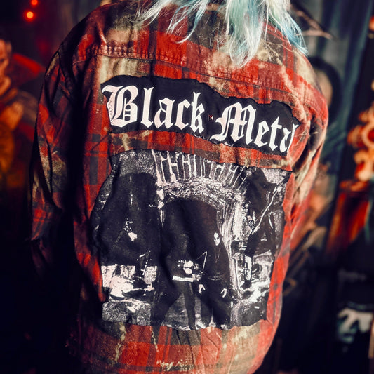 Bleached Black Metal Flannel Customized Shirt